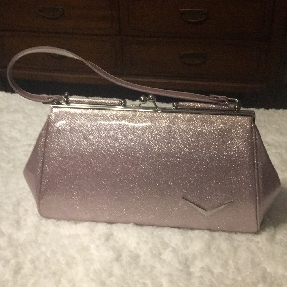 Lux deVille pink sparkle “Getaway” kiss lock purse